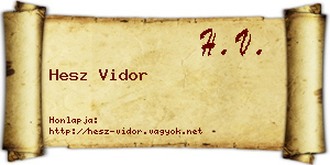 Hesz Vidor névjegykártya